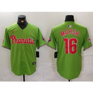 MLB Phillies 16 Brandon Marsh Green Nike Cool Base Men Jersey
