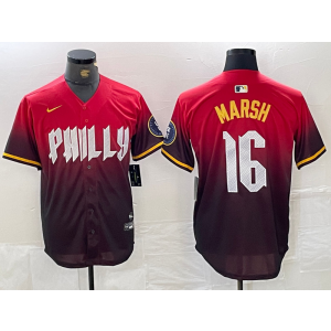 MLB Phillies 16 Brandon Marsh Red 2024 City Connect Nike Cool Base Men Jersey
