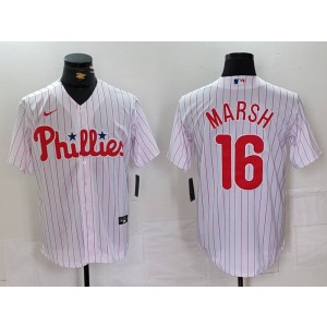 MLB Phillies 16 Brandon Marsh White Nike Cool Base Men Jersey