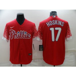 MLB Phillies 17 Rhys Hoskins Red Drift Nike Cool Base Men Jersey