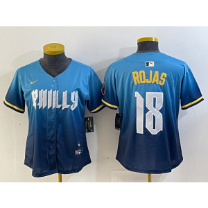 MLB Phillies 18 Rojas Blue 2024 City Connect Nike Cool Base Women Jersey
