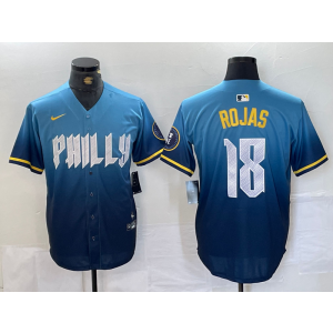 MLB Phillies 18 Rojas Blue City Connect Nike Cool Base Men Jersey