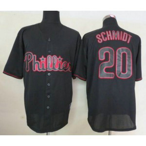 MLB Phillies 20 Mike Schmidt Black Fashion Men Jersey