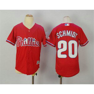 MLB Phillies 20 Mike Schmidt Red Cool Base Youth Jersey