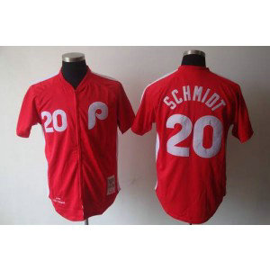 MLB Phillies 20 Mike Schmidt Red Mitchell and Ness Men Jersey