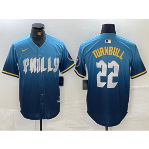 MLB Phillies 22 Turnbull Blue 2024 City Connect Nike Cool Base Men Jersey