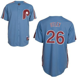 MLB Phillies 26 Chase Utley Blue Cooperstown Collection Cool Base Men Jersey