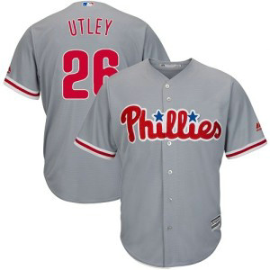 MLB Phillies 26 Chase Utley Gray Cool Base Men Jersey