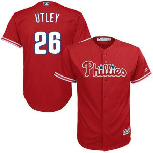 MLB Phillies 26 Chase Utley Red Cool Base Men Jersey