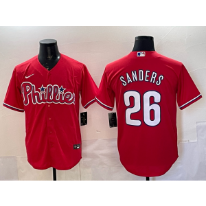 MLB Phillies 26 Sanders Red Nike Cool Base Men Jersey