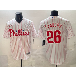 MLB Phillies 26 Sanders White Nike Cool Base Men Jersey