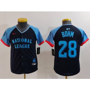 MLB Phillies 28 Alec Bohm Black 2024 All-Star Nike Cool Base Youth Jersey
