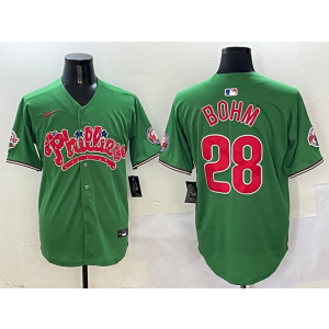 MLB Phillies 28 Alec Bohm Green Nike Cool Base Men Jersey