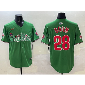MLB Phillies 28 Alec Bohm Green Nike Cool Base Men Jersey