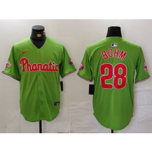 MLB Phillies 28 Alec Bohm Green Nike Cool Base Men Jersey