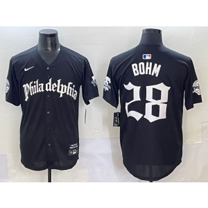 MLB Phillies 28 Alec Bohm New Black Nike Cool Base Men Jersey