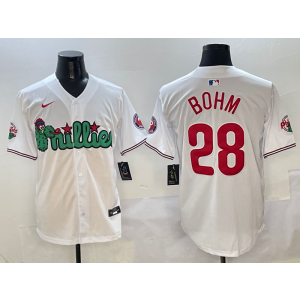MLB Phillies 28 Alec Bohm White Nike Cool Base Men Jersey