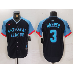 MLB Phillies 3 Bryce Harper Black 2024 All-Star Nike Cool Base Men Jersey