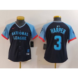 MLB Phillies 3 Bryce Harper Black 2024 All-Star Nike Cool Base Women Jersey