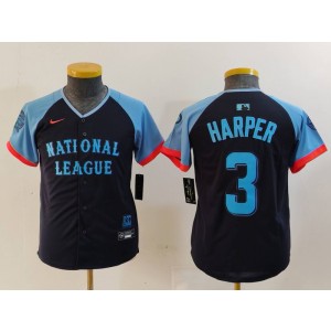 MLB Phillies 3 Bryce Harper Black 2024 All-Star Nike Cool Base Youth Jersey