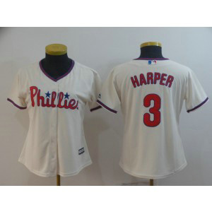 MLB Phillies 3 Bryce Harper Cream Cool Base Women Jersey