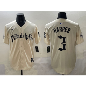 MLB Phillies 3 Bryce Harper Cream New Nike Cool Base Men Jersey