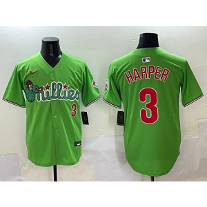 MLB Phillies 3 Bryce Harper Green Nike Cool Base Men Jersey