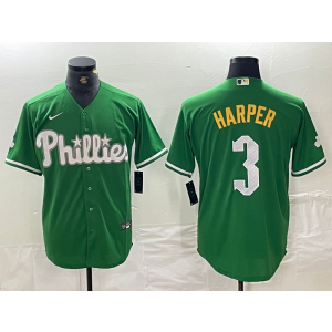 MLB Phillies 3 Bryce Harper Green Nike Cool Base Men Jersey