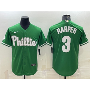 MLB Phillies 3 Bryce Harper Green Nike Cool Base Men Jersey