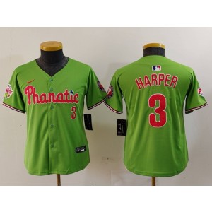 MLB Phillies 3 Bryce Harper Green Nike Cool Base Youth Jersey