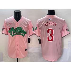 MLB Phillies 3 Bryce Harper Pink Nike Cool Base Men Jersey
