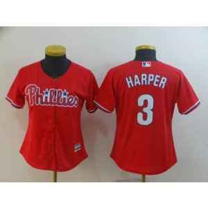 MLB Phillies 3 Bryce Harper Red Cool Base Women Jersey