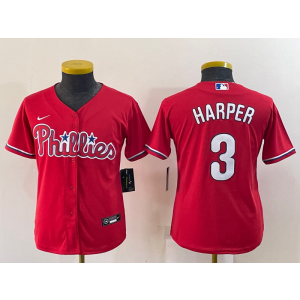 MLB Phillies 3 Bryce Harper Red Nike Cool Base Youth Jersey