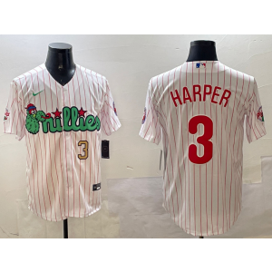 MLB Phillies 3 Bryce Harper White Nike Cool Base Men Jersey