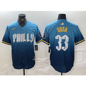 MLB Phillies 33 Sosa Blue 2024 City Connect Nike Cool Base Men Jersey