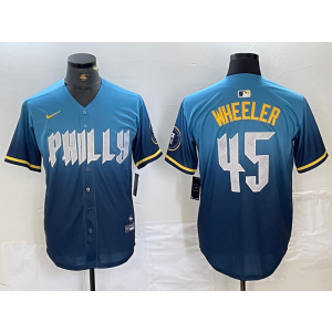 MLB Phillies 45 WHEELER Blue City Connect Nike Cool Base Men Jersey