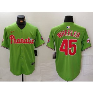 MLB Phillies 45 WHEELER Green Nike Cool Base Men Jersey