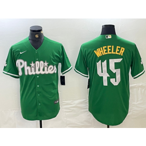 MLB Phillies 45 WHEELER Green Nike Cool Base Men Jersey