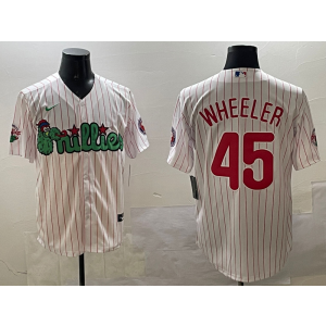 MLB Phillies 45 WHEELER White Nike Cool Base Men Jersey