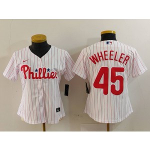 MLB Phillies 45 WHEELER White Nike Cool Base Women Jersey