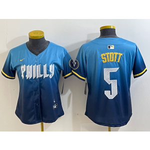 MLB Phillies 5 Bryson Stott Blue City Connect Nike Cool Base Youth Jersey