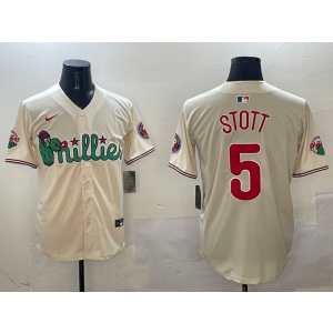 MLB Phillies 5 Bryson Stott Cream Nike Cool Base Men Jersey