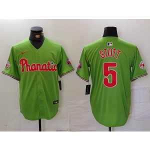 MLB Phillies 5 Bryson Stott Green Nike Cool Base Men Jersey