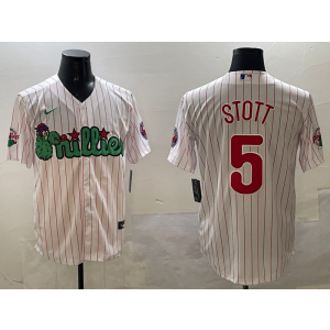 MLB Phillies 5 Bryson Stott White Nike Cool Base Men Jersey