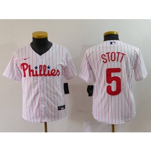 MLB Phillies 5 Bryson Stott White Nike Cool Base Youth Jersey