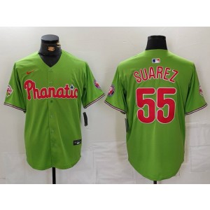 MLB Phillies 55 Suarez Green Nike Cool Base Men Jersey
