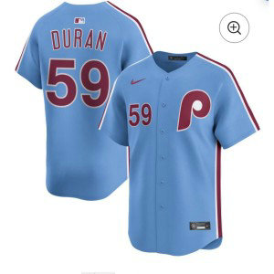 MLB Phillies 59 Duran Light Blue Nike Cool Base Men Jersey