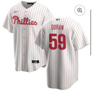 MLB Phillies 59 Duran White Nike Cool Base Men Jersey