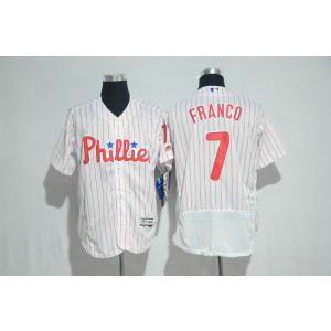 MLB Phillies 7 Maikel Franco White(Red Strip) Flexbase Men Jersey