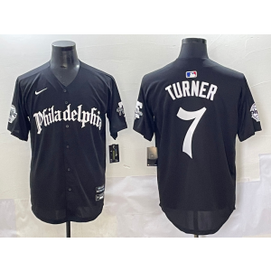 MLB Phillies 7 Trea Turner Black New Nike Cool Base Men Jersey